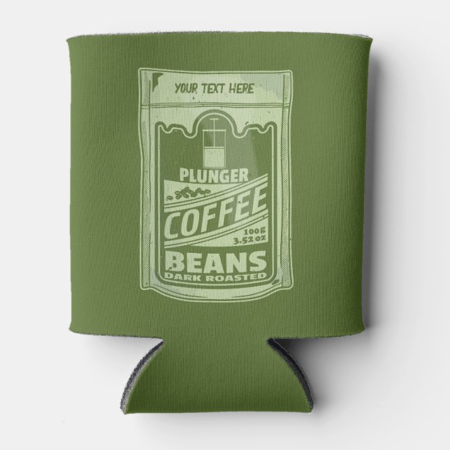 Plunger coffee pop art food packaging illustration can cooler (Front)