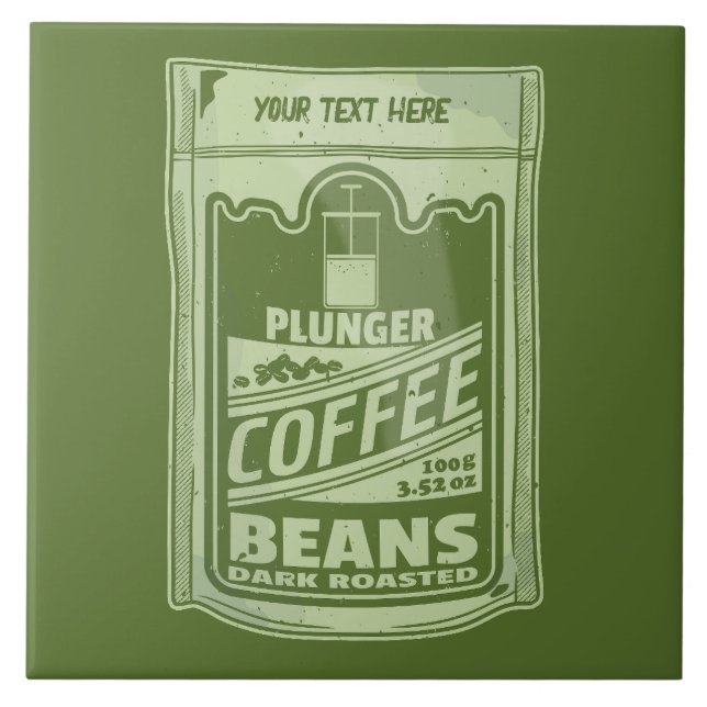 Plunger coffee pop art food packaging illustration ceramic tile (Front)