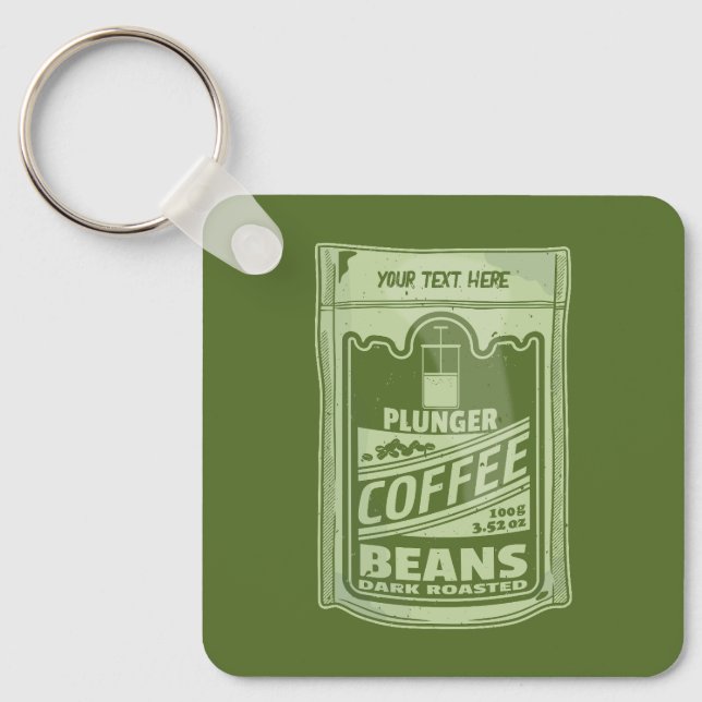 Plunger coffee pop art food packaging illustration keychain (Front)