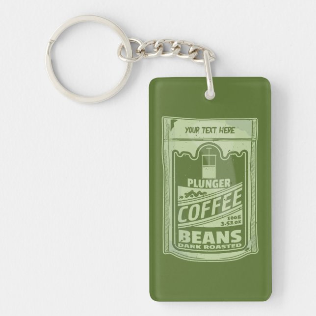 Plunger coffee pop art food packaging illustration keychain (Front)