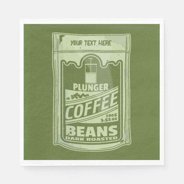 Plunger coffee pop art food packaging illustration napkins (Front)