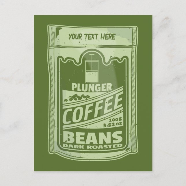Plunger coffee pop art food packaging illustration postcard (Front)