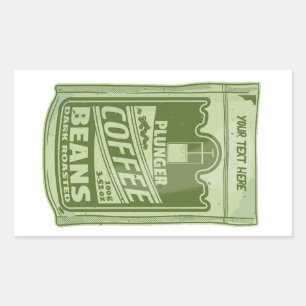 Plunger coffee pop art food packaging illustration rectangular sticker