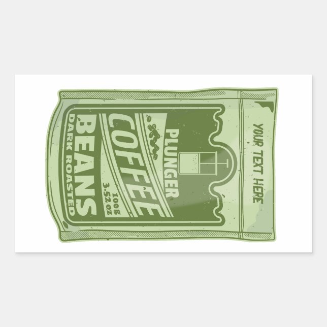 Plunger coffee pop art food packaging illustration rectangular sticker (Front)