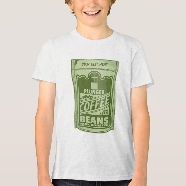 Plunger coffee pop art food packaging illustration Tri-Blend shirt (Front)