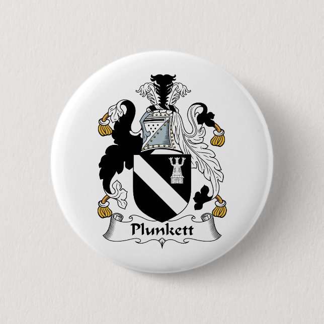 Plunkett Family Crest Pinback Button (Front)