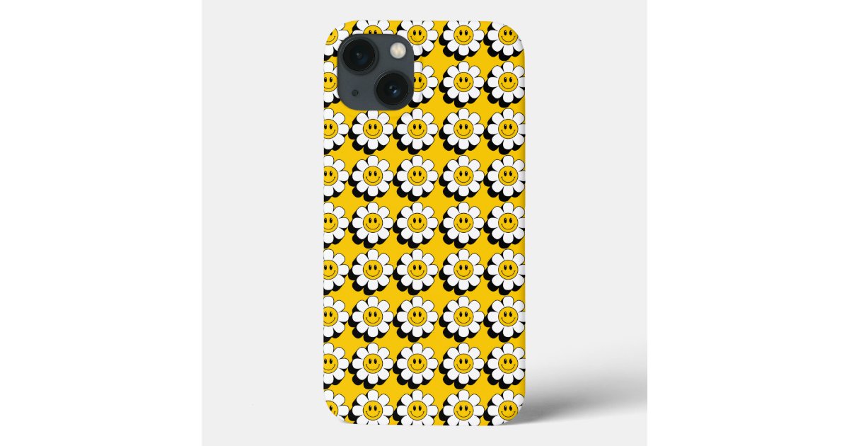 Y2K Cute Retro Aesthetic Checkered Smiley Face Phone Case for iPhone