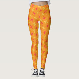 Plus Orange Pink Minimal Pattern Leggings