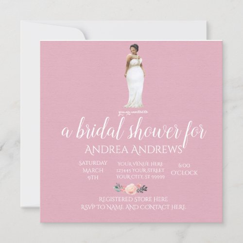 Plus Size Bride Floral Bridal Shower Invitation