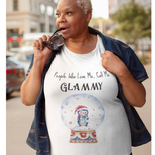 Plus Size Custom Grandma Snow Globe Comfy T-Shirt