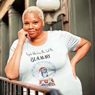 Plus Size Custom Grandma Snow Globe Comfy T-Shirt