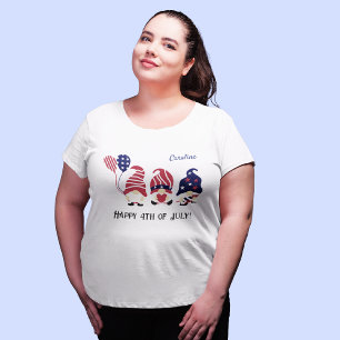 Plus Size Name 4th of July Gnomes Comfy T-Shirt