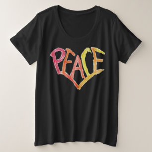 Plus-Size Peace Heart Tee - Bright Crayon Design