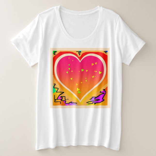 Plus Size Women Hearts Graphic t-Shirt (Design Front)