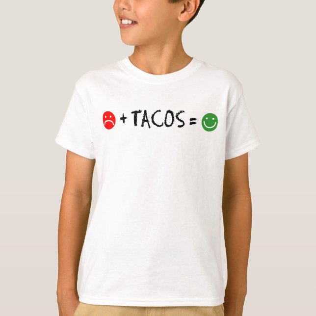 Plus Tacos Equals Happiness T-Shirt (Front)