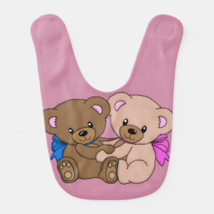 Plush bears baby bib