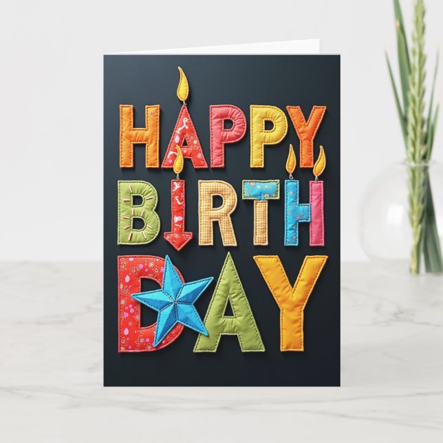 Plush Birthday Fabric Card (Front)