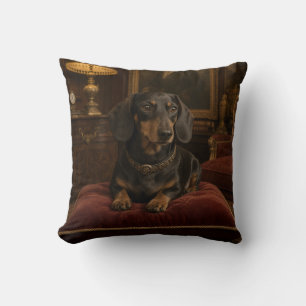 Plush Black Dachshund in Luxury Throw Pillow