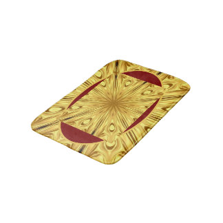 Plush Comfort & High Contrast: Crimson & Gold Opul Bath Mat