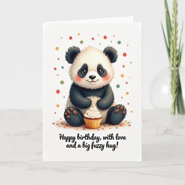 Plush Cub Cupcake Birthday Card (Front)