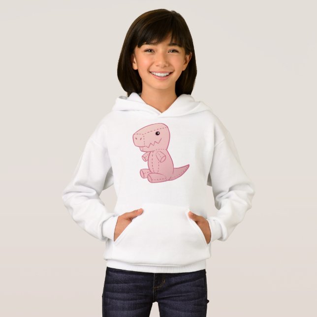 Plush Cute T-Rex Hoodie (Front Full)