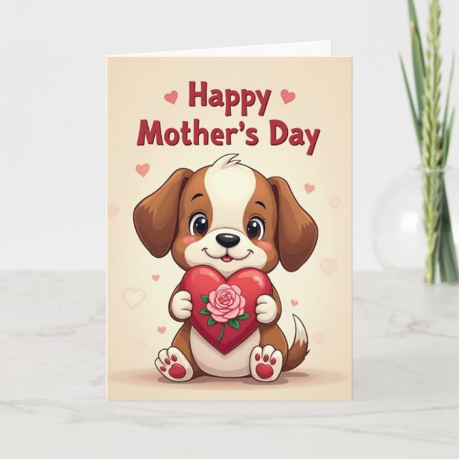 Plush Dog Heart Love Card (Front)