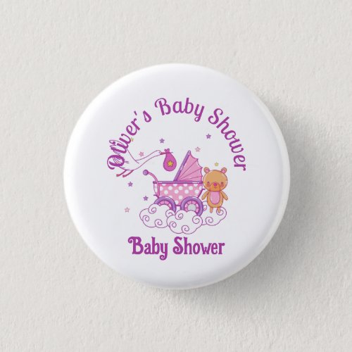 Plush Elephant  Safari Floral Baby Girl Shower  Button