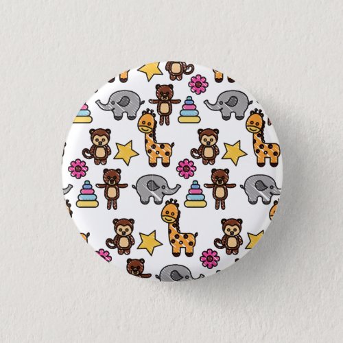 Plush Elephant  Safari Floral Baby Girl Shower  Button