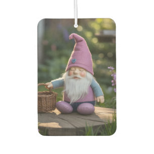 Plush Gnome Figurine with Woven Basket in Summer Air Freshener