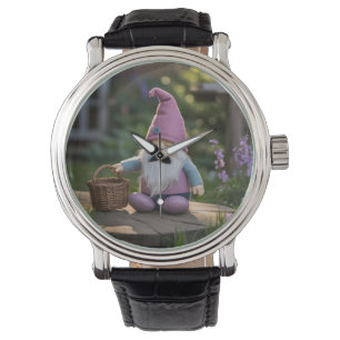 Plush Gnome Figurine with Woven Basket in Summer Watch