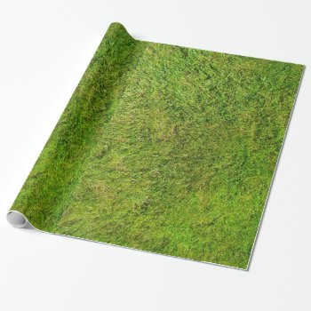 Plush Green Grass Pattern Texture Background Wrapping Paper by EnhancedImages at Zazzle