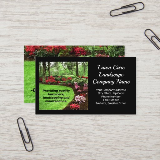 Customizable Plush Green Landscape Lawn Care Business Business Card Templates