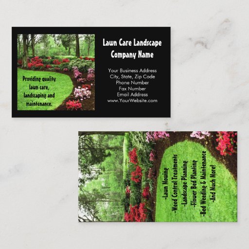 Customizable Plush Green Landscape Lawn Care Business Business Card