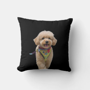 Plush Ivory Puppy Throw Pillow