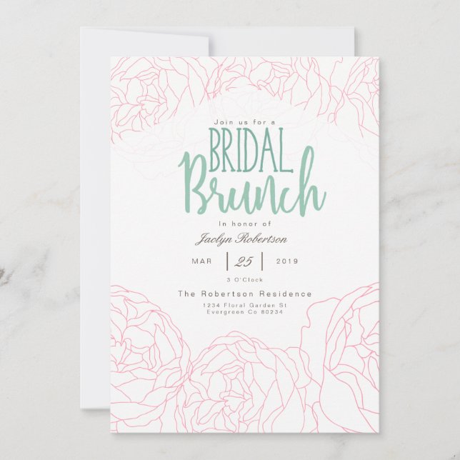 Plush Peony Bridal Brunch Invitation (Front)
