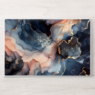 Plush Pink Blue and Gold Marble HP Laptop Skin