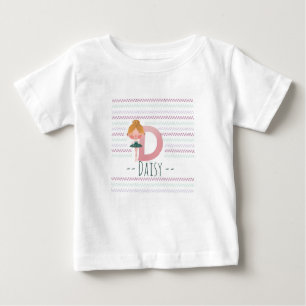 Plush Plink Cute Ballerina Letter D Toddler Baby T-Shirt