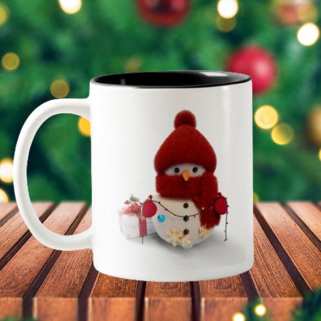 Plush Scarf Snowman Two-Tone Coffee Mug (Creator Uploaded)