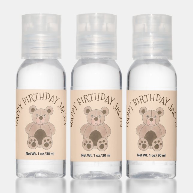 Plush Stuffed Teddy Bear Animal Birthday Party Hand Sanitizer (Set)