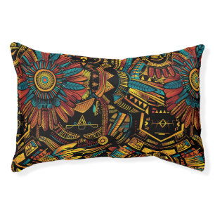 Plush Teal "Aztec Dream" Pet Lounger Small Pet Bed