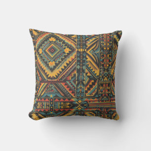 Plush Teal "Centuries-Old Geometric Elegance" Deco Throw Pillow