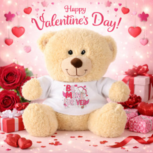 Plush Teddy Bear with “Be Mine Forever” Valentine