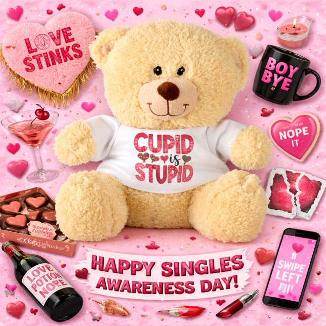 Plush Teddy Bear with “Cupid Is Stupid”  (Creator Uploaded)