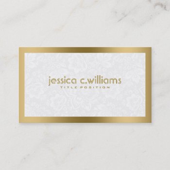 Plush White Damasks With Gold Frame Business Card by artOnWear at Zazzle