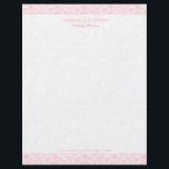 Plush white paisley with pink paisley stripes letterhead<br><div class="desc">Elegant pink tones vintage floral paisley lace stripes over plush white paisley pattern background.</div>
