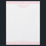 Plush white paisley with pink paisley stripes letterhead<br><div class="desc">Elegant pink tones vintage floral paisley lace stripes over plush white paisley pattern background.</div>