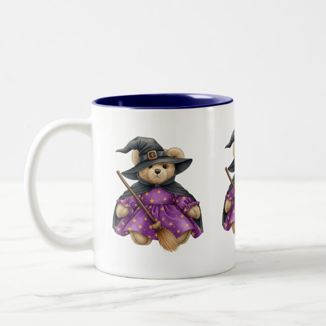 Plush Witch, Teddy Bear, Halloween, Author Natasha Two-Tone Coffee Mug (Left)