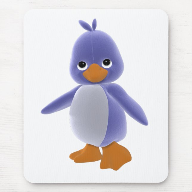 Plushie Blue Toon Penguin Mousepad (Front)