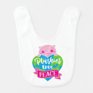 Plushies Love Peace   Cute Kawaii Heart Earth Baby Bib