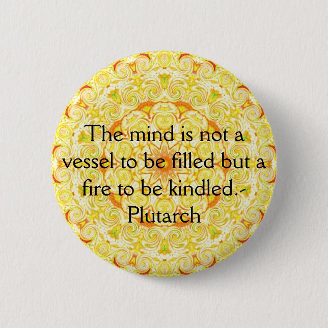Plutarch quote education teacher learning pinback button (Front)